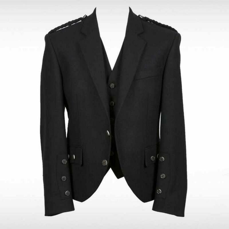 Black Herringbone Crail Jacket & Waistcoat