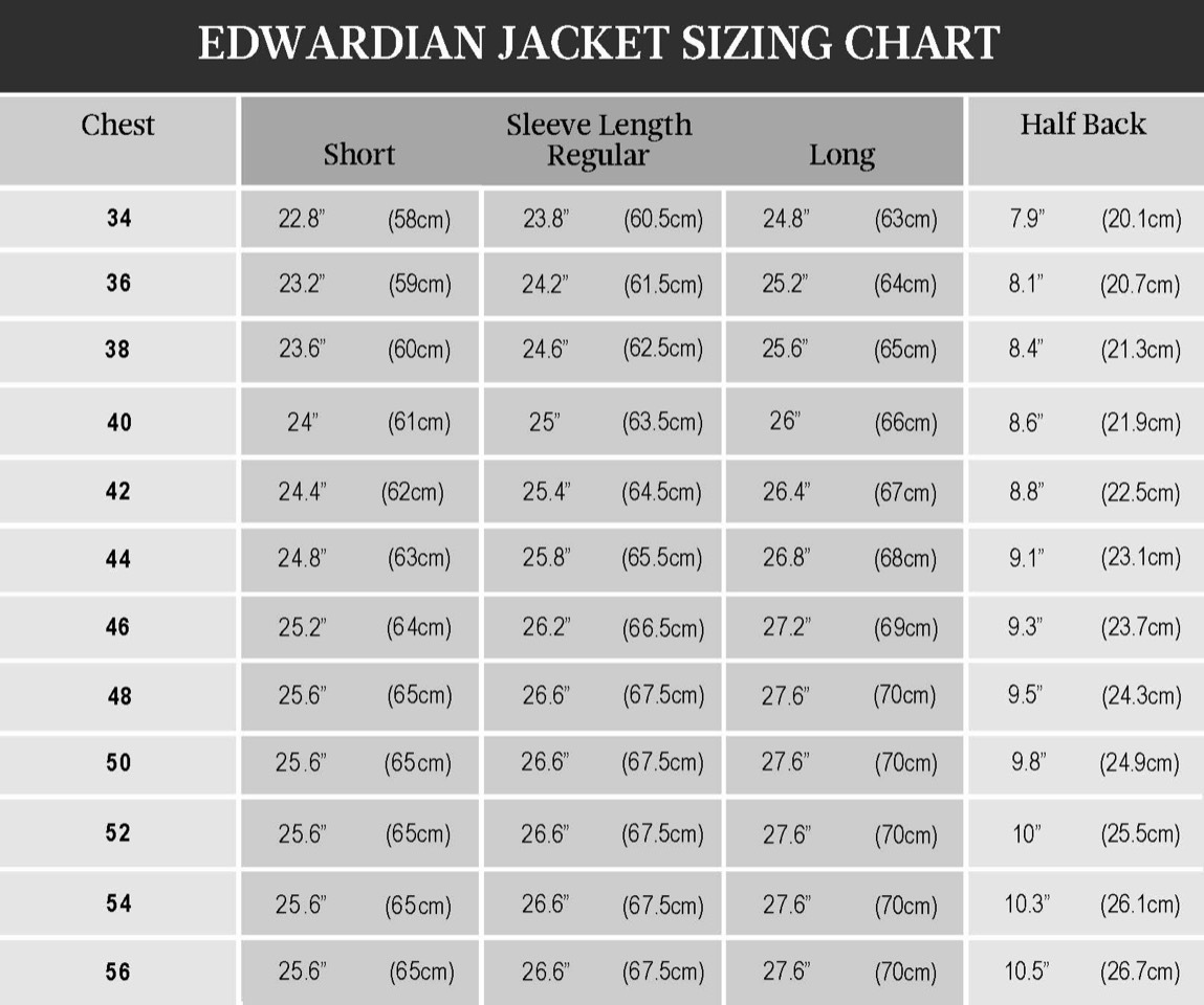 Sizeguide jacket edwardian